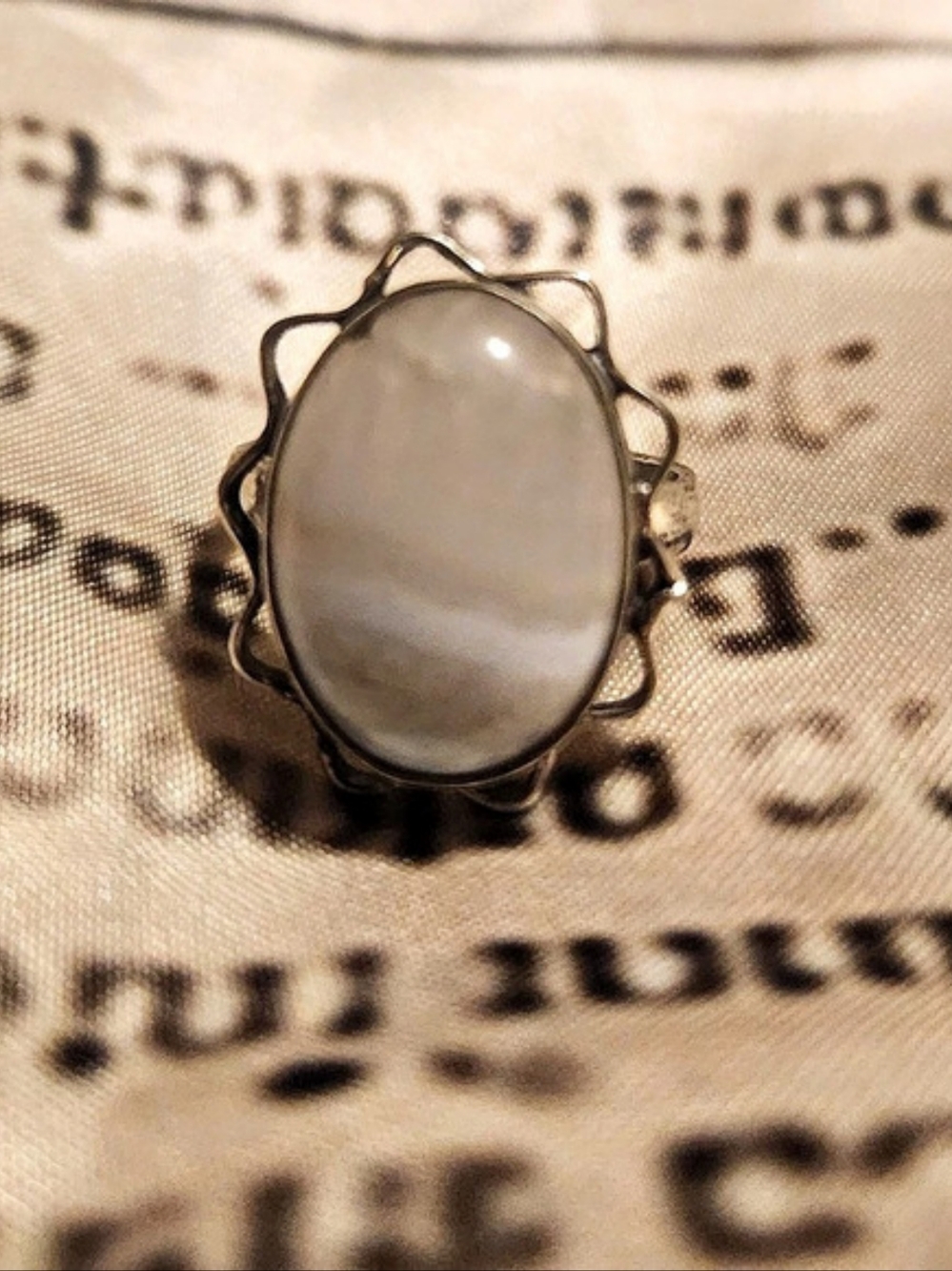 Natural Blue lace Agate Stone Statement Ring